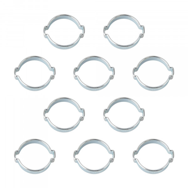 2-Ohr Schlauchschellen, Klemmschelle, Spannweite 25-28 mm, Bandbreite 9 mm, Stahl verzinkt, 10 Stk