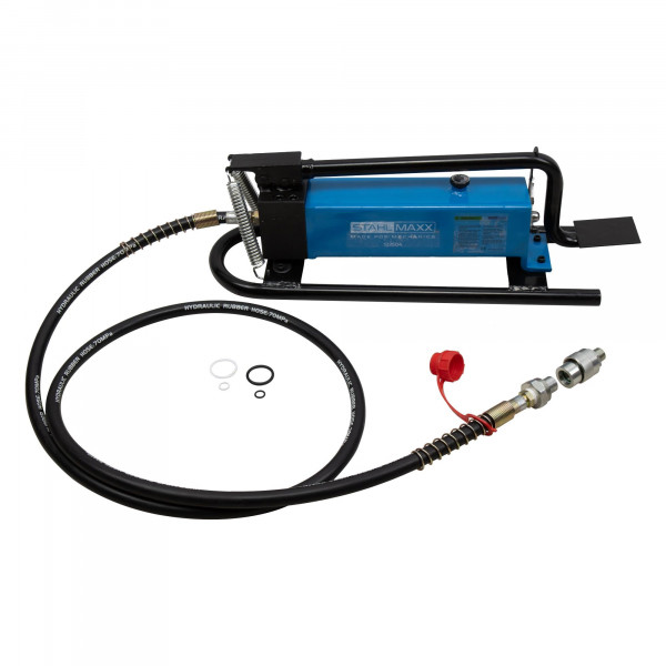 Hydraulikpumpe, manuelle Fuß- &amp; Handbedienung, 20 / 700 bar, inkl. 2,2 m Schlauch + Kupplung