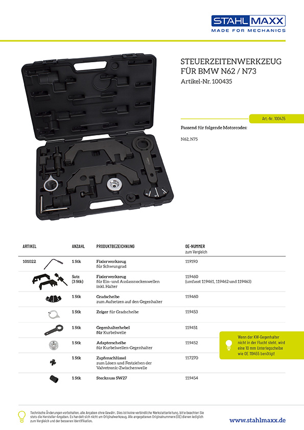Steuerzeiten-Werkzeug BMW N62, N73