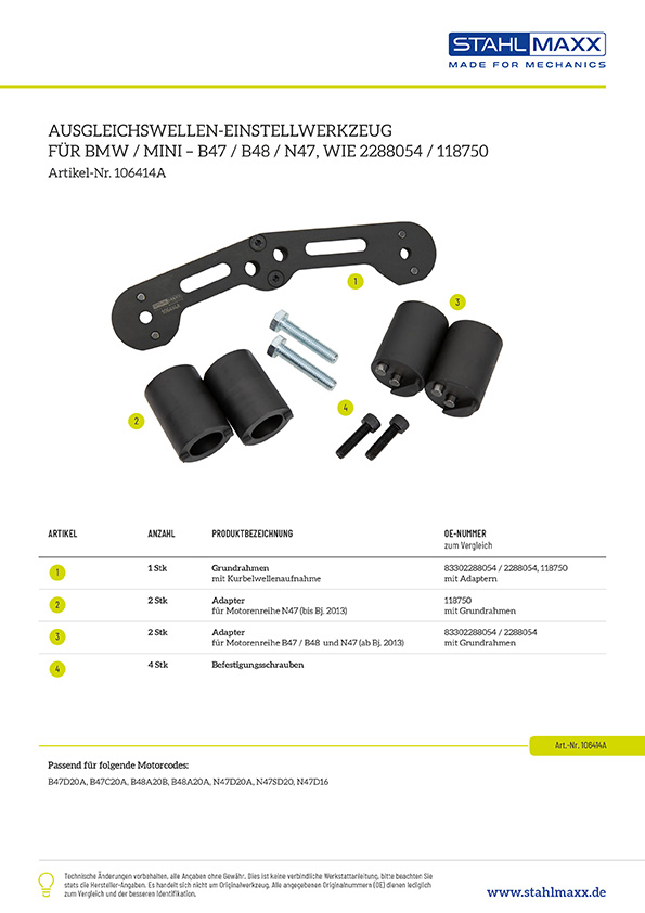 Ausgleichswellen-Einstellwerkzeug für BMW Mini B47 B48 N47, wie 2288054, 118750
