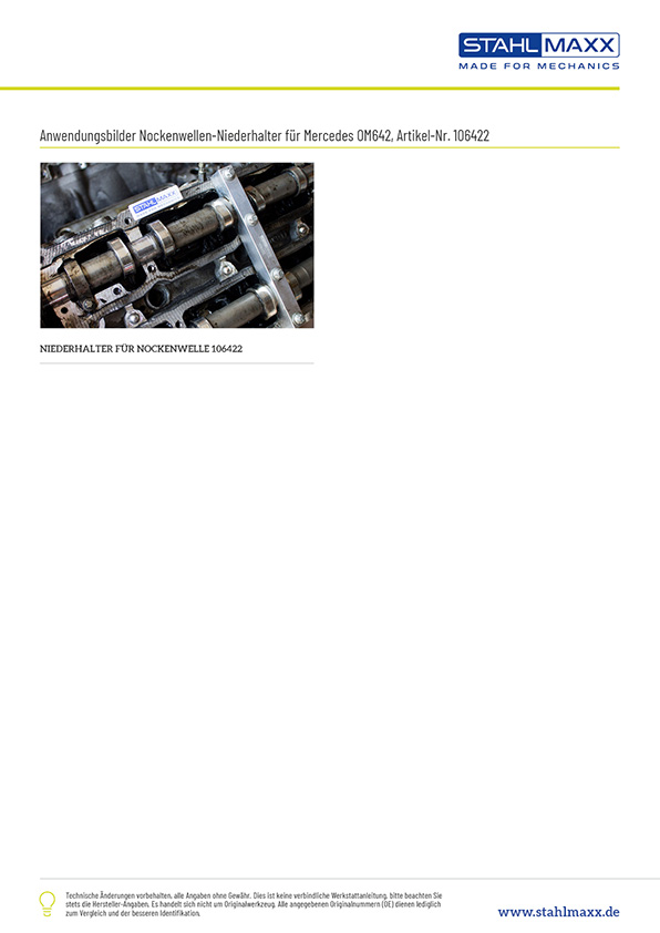 Anwendungsbilder Mercedes Benz Nockenwellen-Niederhalter wie OEM W642589003100