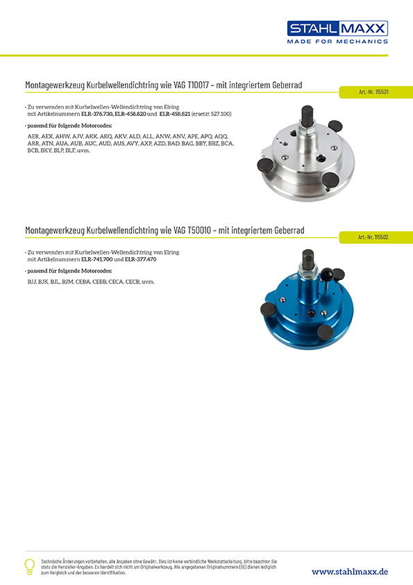 Kurbelwellendichtring-Montagewerkzeug, wie VW T10134, Ford 303-1714, Wellendichtring, Spezialwerkzeug