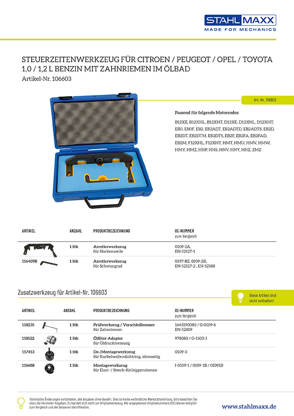 Steuerzeiten Werkzeug Opel/Vauxhall Benzin 1.0 , 60387860