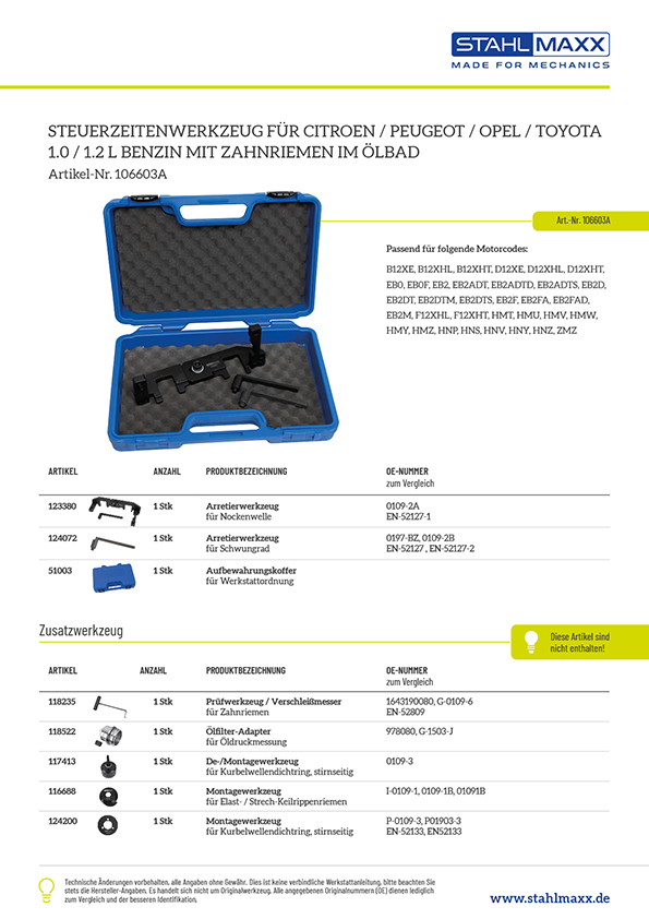 PSA 1,0 1,2L VVT Steuerzeiten Werkzeug