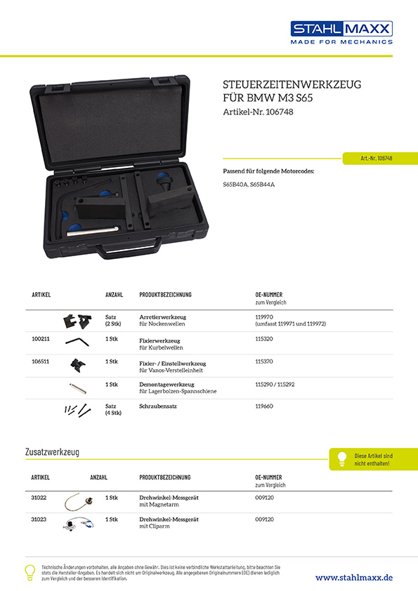Steuerzeiten-Werkzeug BMW M3
