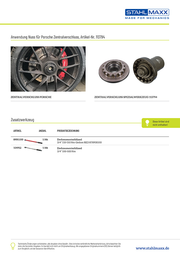 Anwendung Zentralverschluss wie Porsche 99136106900