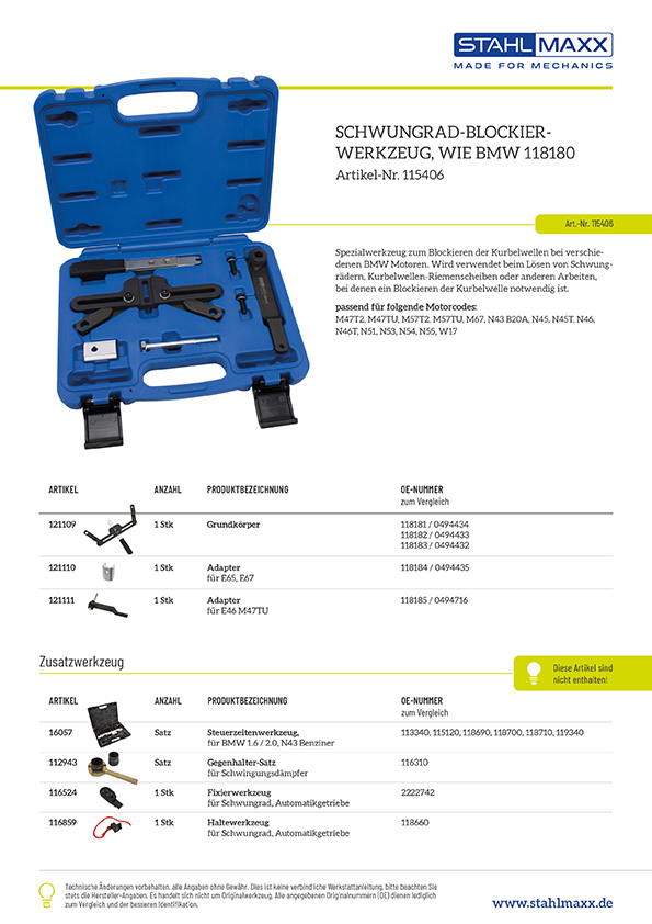 Schwungrad-Blockierwerkzeug wie BMW 118180 / 0493587