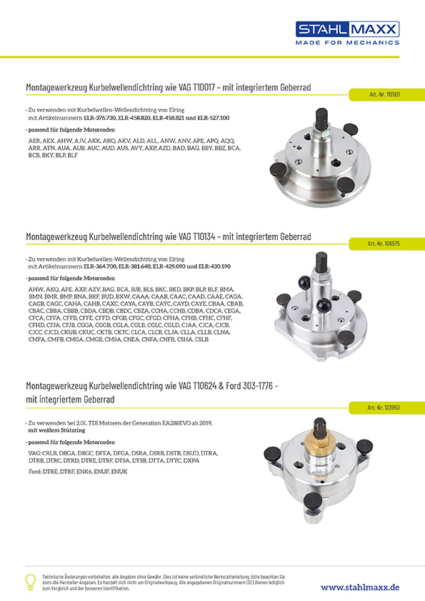 Montagewerkzeug Wellendichtring VAG