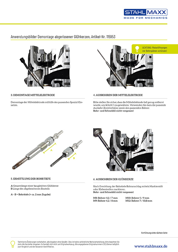 Anleitung Ausbohren / Demontage der abgerissenen Gl&uuml;hkerze