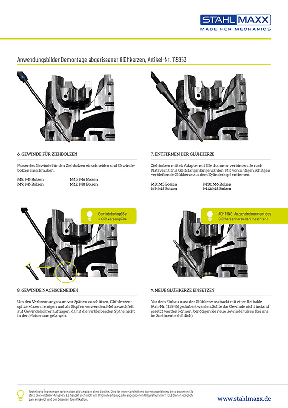 Anleitung Ausbohren / Demontage der abgerissenen Gl&uuml;hkerze