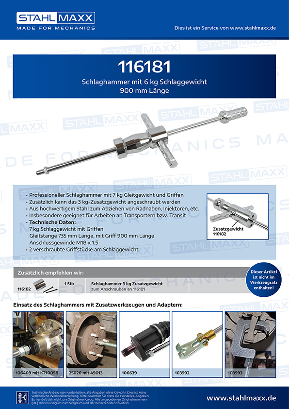 Schlaghammer mit 6kg Schlaggewicht und 900mm Länge