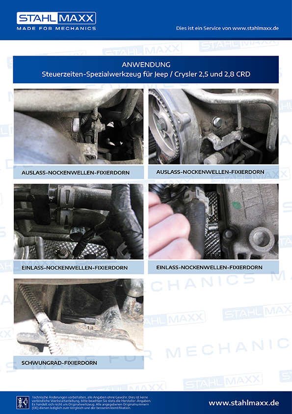 Anwendung Steuerzeiten-Spezialwerkzeug für Jeep Chrysler 2,5 2,8 CRD