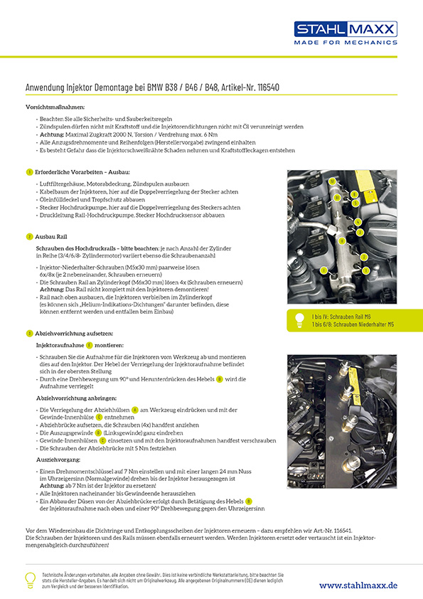 Benzin-Einspritzdüsen-Werkzeug  für BMW B36 / B38 / B48, 204,82 €