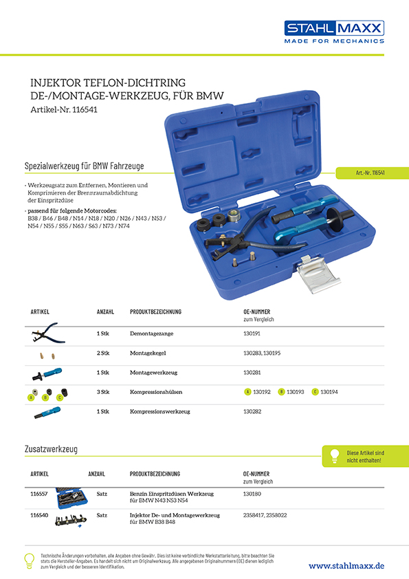 Injektor Dichtring Montage Werkzeug für BMW B38 B48 N14 N18 N43 N52 N53 N54  N63, Reinigen / Dichten, Einspritzdüsen De-/Montage, Kraftstoff /  Einspritzung, Spezialwerkzeug