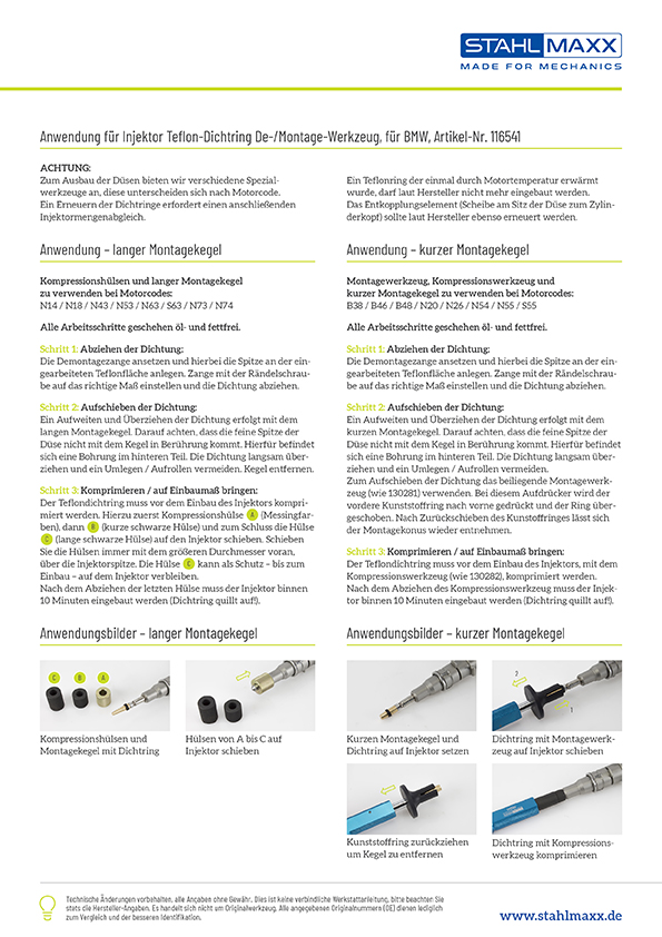 Injektor Dichtring Montage Werkzeug für BMW B38 B48 N14 N18 N43