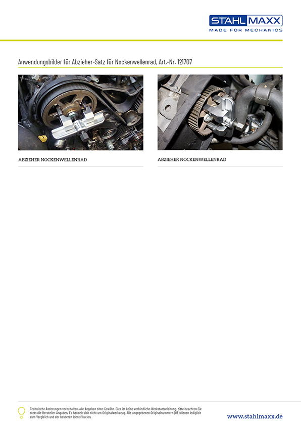 Nockenwellenrad-Abzieher VAG 4- 6- 8-Zylinder TDI, V6 V8 Benziner