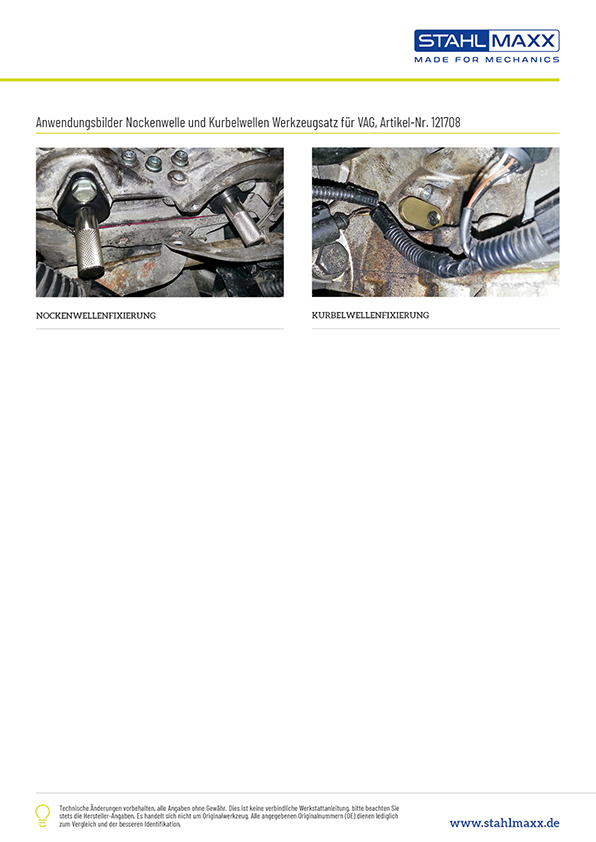 Anwendungsbeispiele Zahnriemen Spezialwerkzeug VAG 3-Zylinder 1,2L