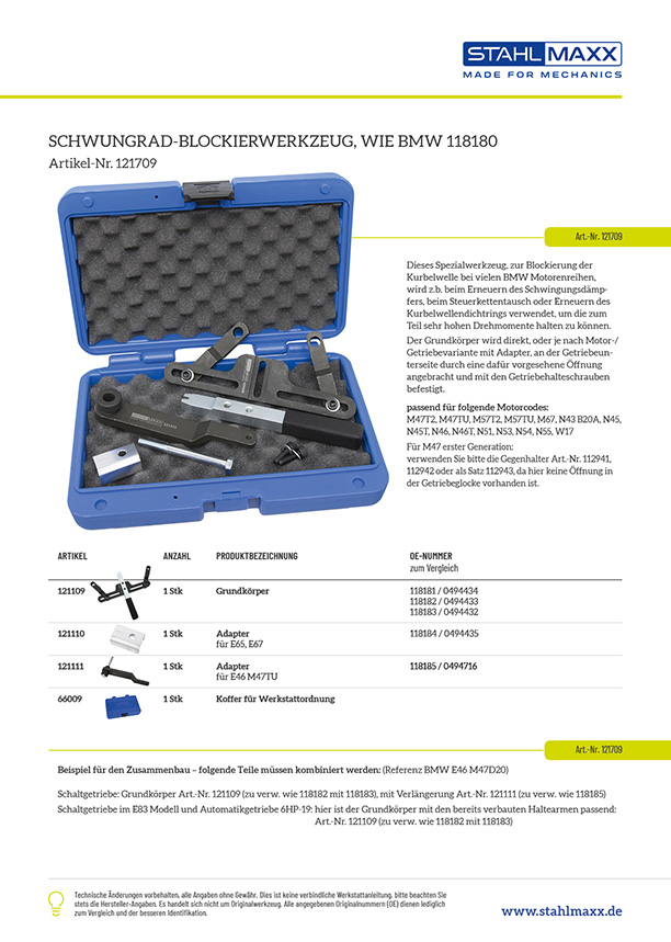 Schwungrad-Blockierwerkzeug wie BMW 118180 / 0493587