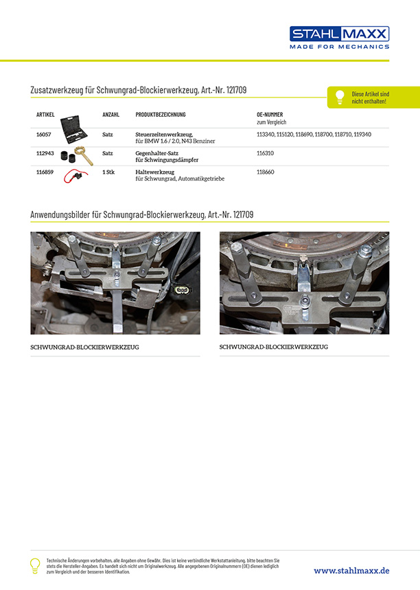 Anwendungsbeispiel Schwungrad-Blockierwerkzeug wie BMW 118180 / 0493587