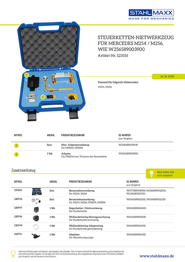 Steuerketten-Nietwerkzeug für Mercedes M254, M256
