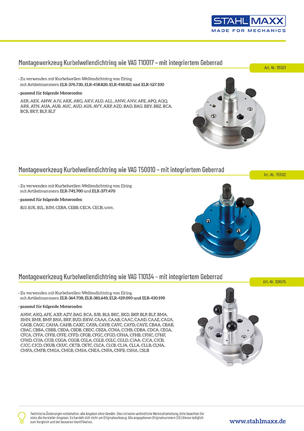 Montagewerkzeuge Wellendichtring VAG