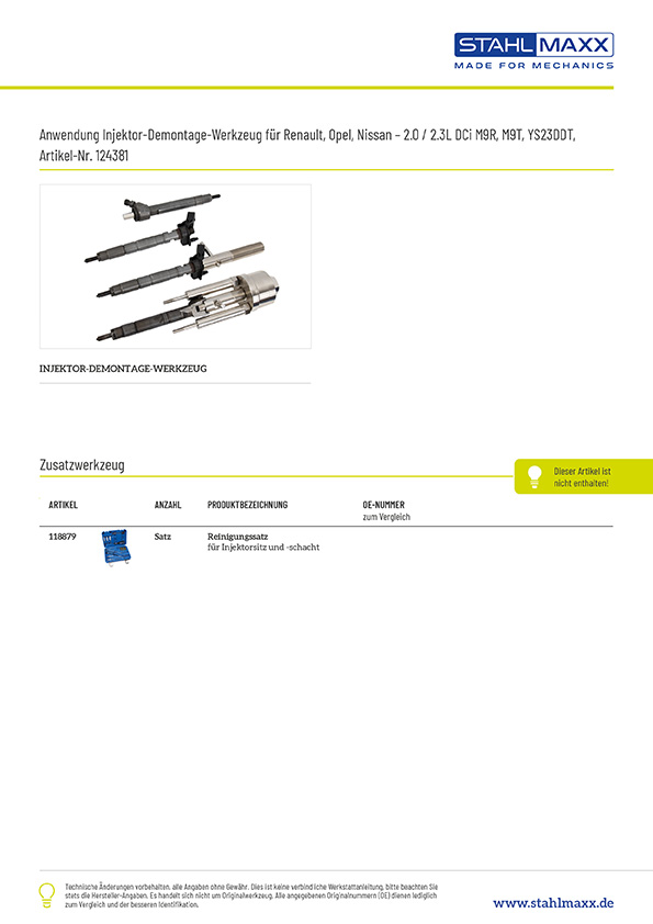 Injektor Demontagewerkzeug f&uuml;r Renault, Opel, Nissan 2.0, 2.3L DCI M9R, M9T