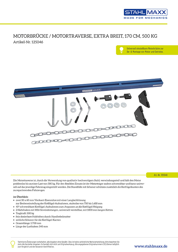 Motorbr&uuml;cke 170 cm, 500 kg