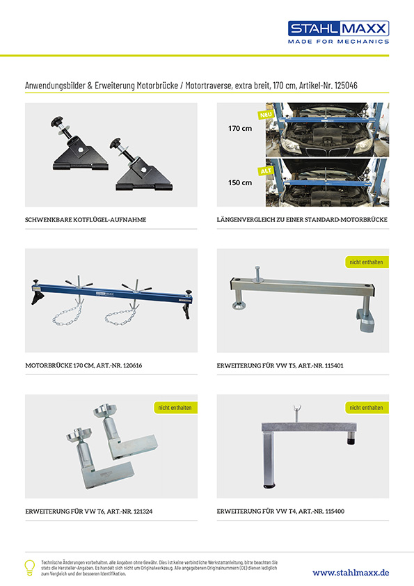Anwendungsbilder und Erweiterung Motorbr&uuml;cke 170 cm, 500 kg