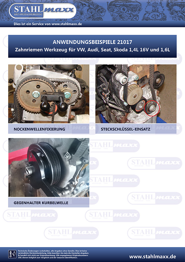 Arretiervorrichtung für Nockenwellenräder wie VW T10016,T10074 - 16V 1,4  und 1,6 l, VAG, Motorsteuerung, Spezialwerkzeug