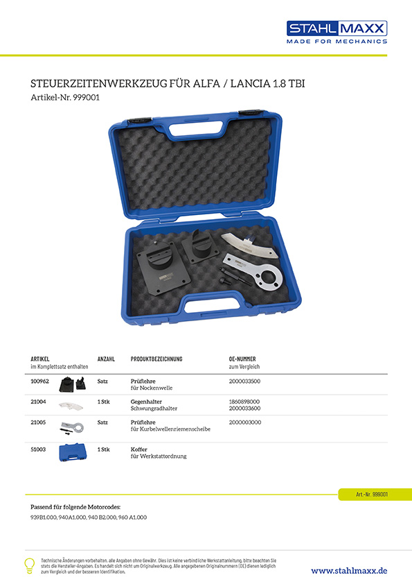 Zahnriemen Steuerzeiten Spezialwerkzeug Alfa, Lancia 1,8 TBI