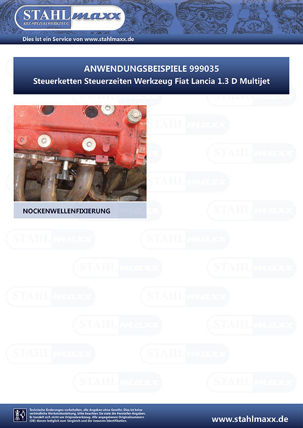 Anwendungsbeispiel Steuerketten Steuerzeiten-Werkzeug Fiat Lancia Opel 1,3 D JTD CDTI  Multijet