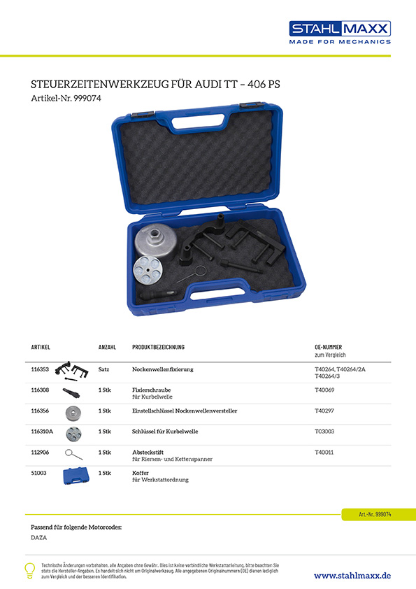 Steuerzeitenwerkzeug für Audi TT 406PS