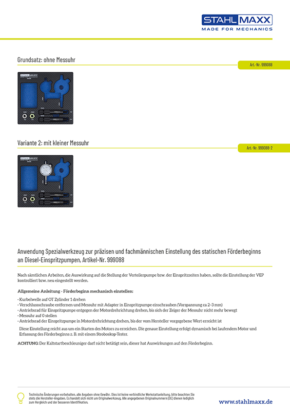 Anwendung Einspritzpumpen OT Einstellwerkzeug