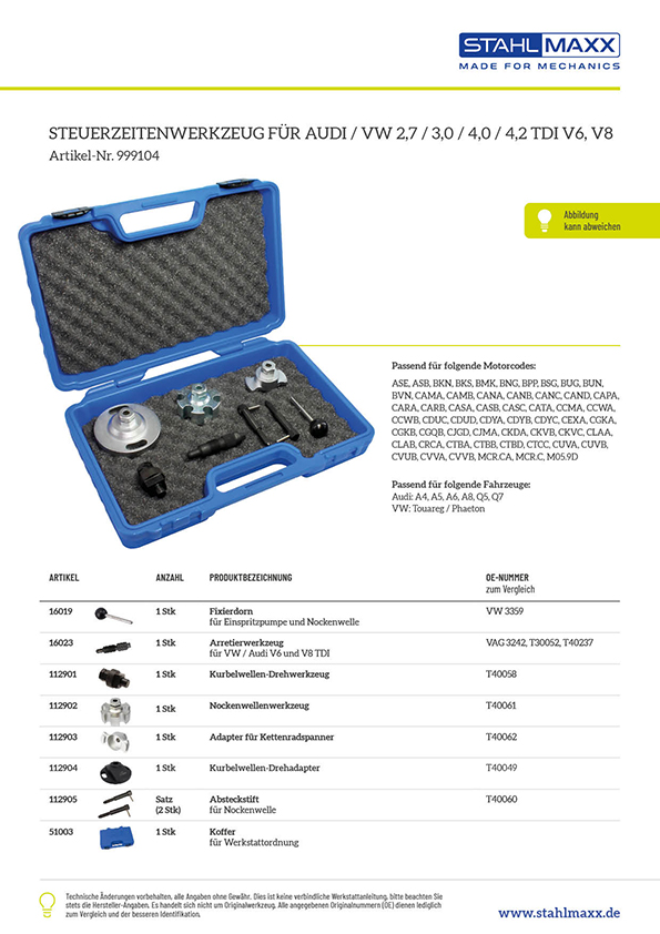 Haltebock Kettenspanners zu verwenden wie VAG T40246 VW Werkzeug - PCI Shop  - , 69,99 €