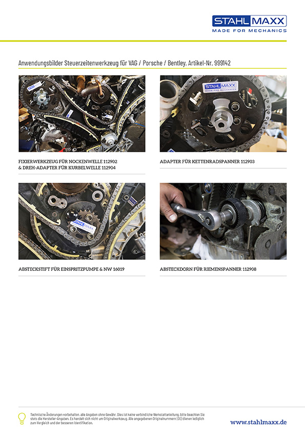 Anwendung Steuerzeitenwerkzeug für VAG / Porsche / Bentley 2.7 / 3.0 / 4.0 / 4.2 L TDI V6 / V8 Diesel mit Steuerkette