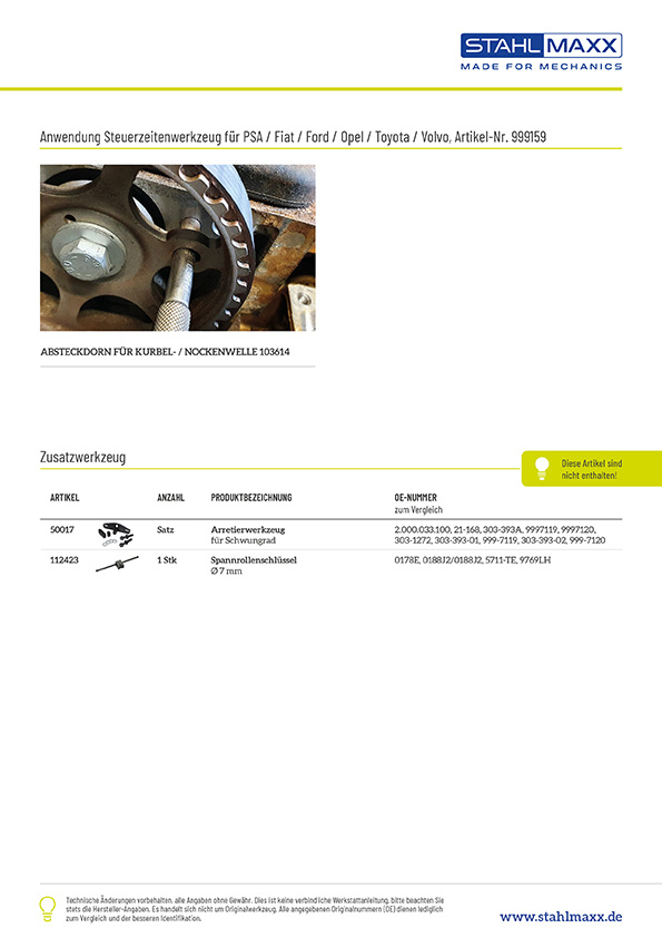 Steuerzeiten Werkzeug Satz für Citroen Peugeot PSA 1.4 KFV