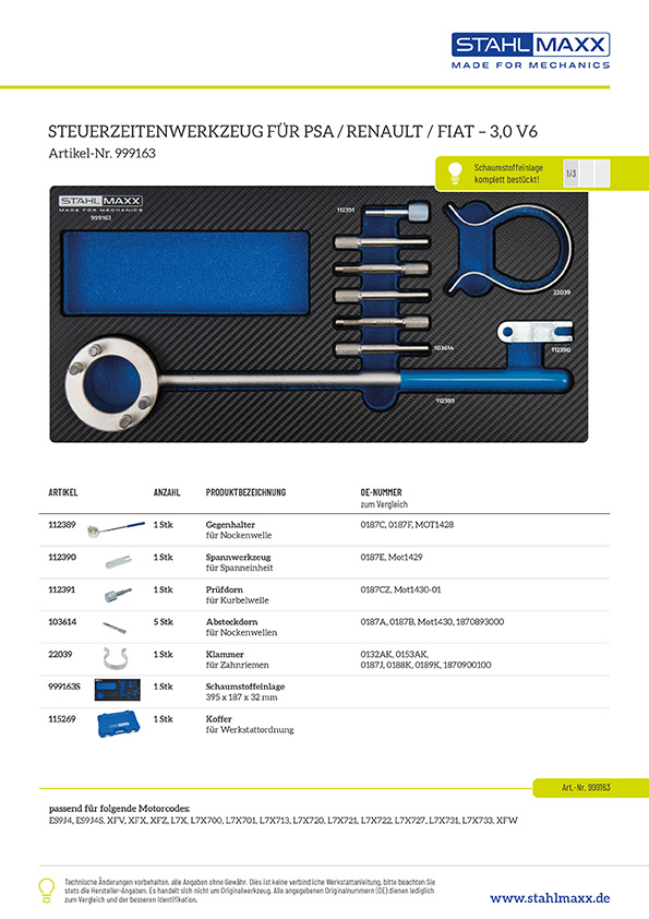 Zahnriemenwechsel Werkzeug Citroen, Peugeot, Renault, Fiat – 3,0 V6