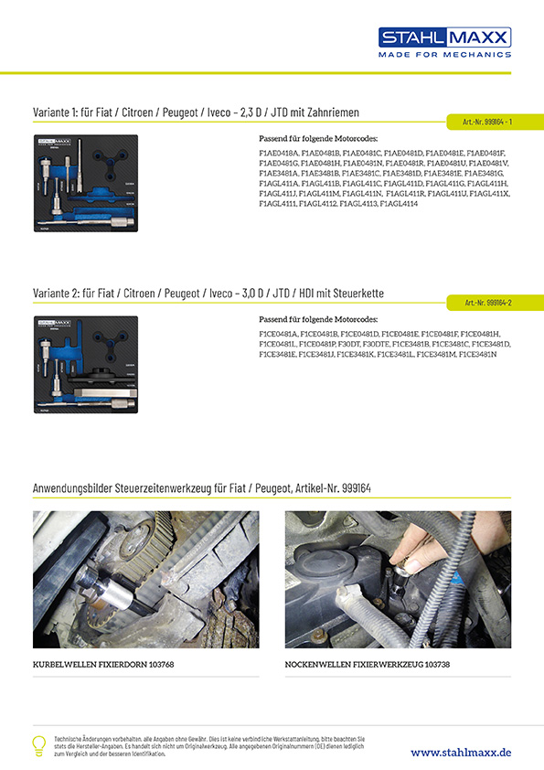 Steuerzeitenwerkzeug für Fiat, PSA, Iveco 2,3 / 3,0 D