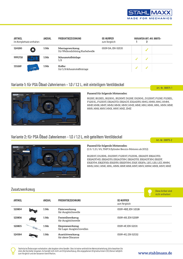 Steuerzeitenwerkzeug &Ouml;lbad-Zahnriemen bei Peugeot, Citroen, Opel, Toyota - 1.0 1.2L