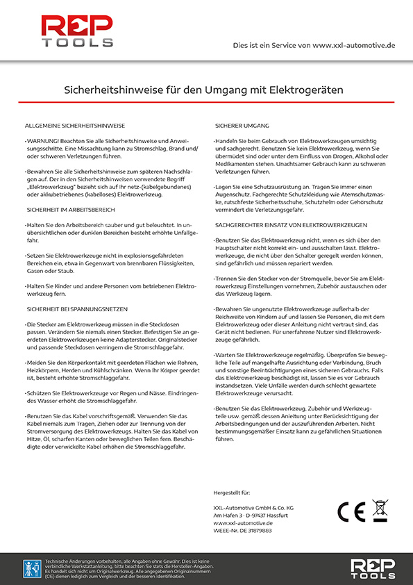 Sicherheitsdatenblatt für einen korrekten Umgang mit Elektogeräten